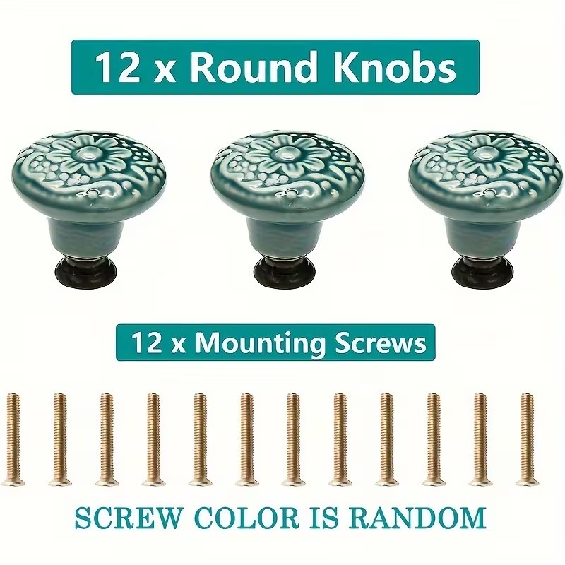 12pcs Ceramic Cabinet Knobs, F - огляд і ціна Furniture Hardware Handles