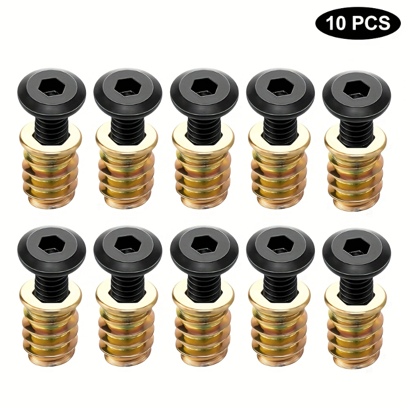 10PCS Threaded Inserts Nut Com - огляд і ціна Furniture Hardware Bolts