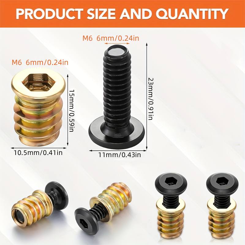 10PCS Threaded Inserts Nut Com - огляд і ціна Furniture Hardware Bolts